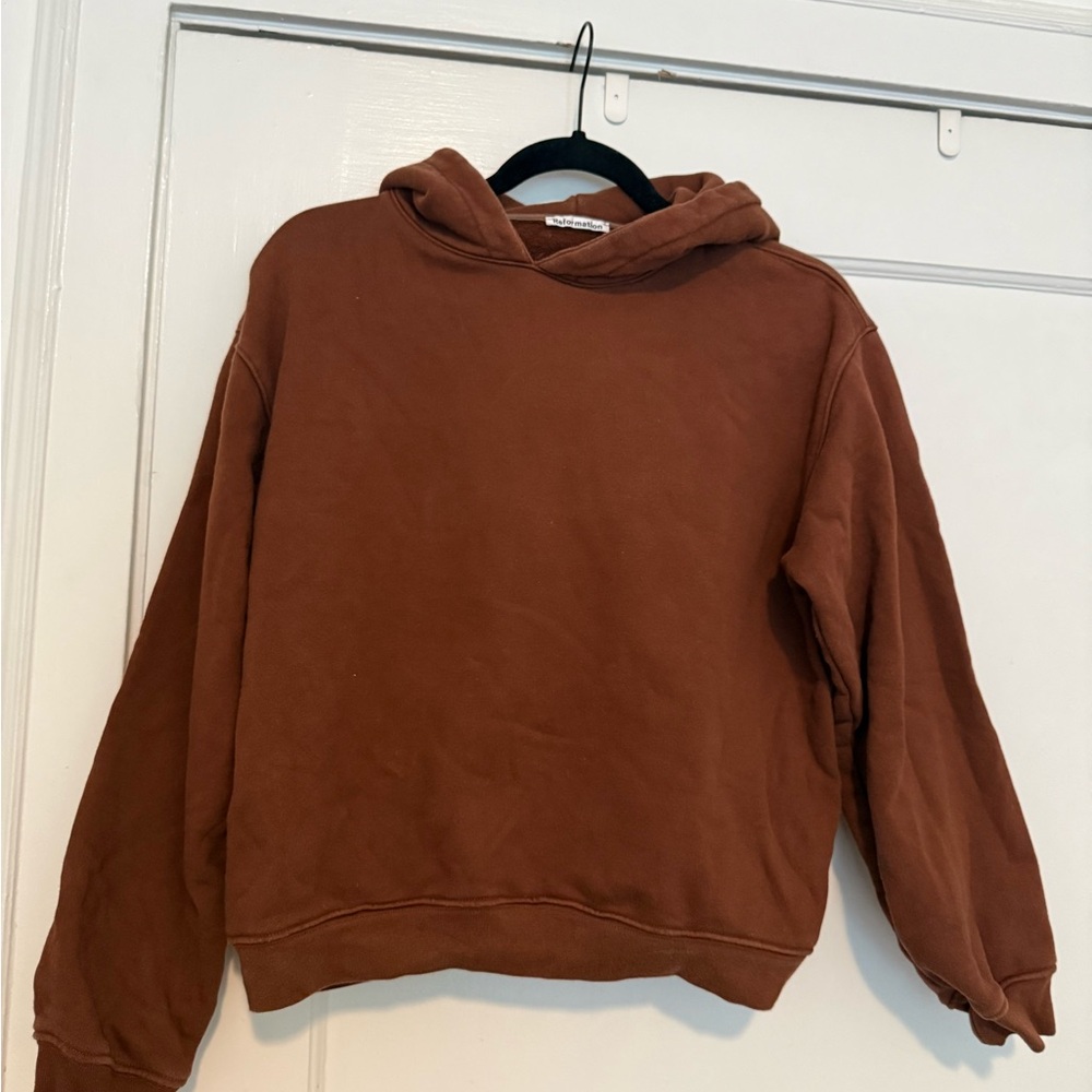 Reformation Brown Hoodie Sweater